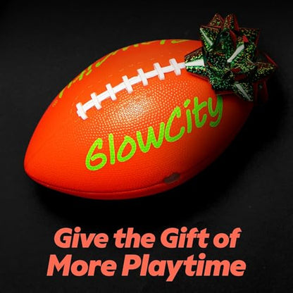 GlowCity Glow in The Dark Football - Size 3/6 Light Up Ball Gifts for Kids, Junior & Teens - Bright Football for Night Outdoor Games - Sports Birthday Gift Ideas for Boys Ages 6 7 8 9 10 11 12 13 14 - size: Size 3 (Kids/Pee Wee), style: Rubber (Pump + Box