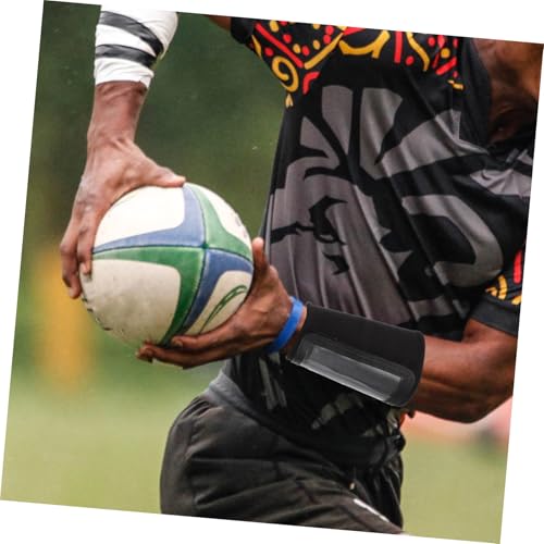 FAVOMOTO Football Tactical Wristband for Quarterback, Soft Adjustable Arm Sleeve with Strategy Card Holder, Black Medium Training Football Armband Accessory for Tackle Practice and Game Use