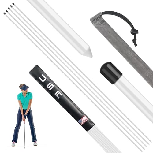 Golf Alignment Sticks 43 Inches Value 5-Pack with Premium Cover, Training Rods Essential Aiming Stick for Perfect Swing & Accurate Aiming & Effective Practice Guide - style: 5 Pcs in White
