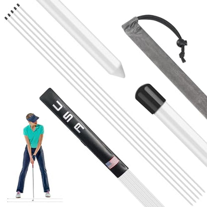 Golf Alignment Sticks 43 Inches Value 5-Pack with Premium Cover, Training Rods Essential Aiming Stick for Perfect Swing & Accurate Aiming & Effective Practice Guide - style: 5 Pcs in White