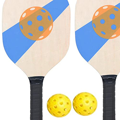 Wooden Set with Cushion Grip Beginner Racket 40cm Long 19cm Wide 2 Paddles 2 s Portable