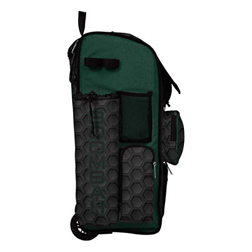 Boombah Rolling Superpack 2.0 3DHC Baseball/Softball Gear Bag - 23-1/2" x 13-1/2" x 9-1/2" - Multiple Colors - Telescopic Handle and Holds 4 Bats - Wheeled Version - color: Black/Dark Green