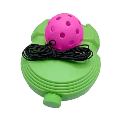 B Baosity Pickleball Trainer Pickleball Rebounder Pickleball Solo Equipment Portable Adult Kids Outdoor Sports Pickleball Training Base, Pink Ball Green