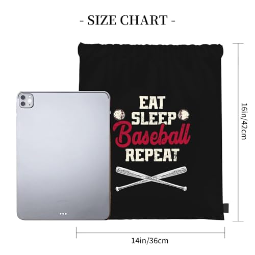 Eat Sleep Baseball Repeat Unisex Drawstring Backpack Bag Sport Gym Travel Swim Sackpack - color: Eat Sleep Baseball Repeat1