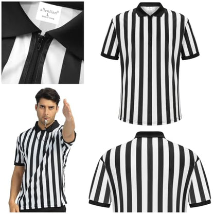 Flag Football Referee Kit for Men - 7-Piece Complete Outfit with Striped Shirt, Cap, Whistles & Penalty Flag