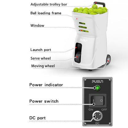 PT-SMART Tennis Ball Machine - Smart App for Apple Watch & Phone Control, Tennis Ball Launcher with 20 Landing Points, 12 Training Modes & 4-6h Battery Life, Tennis Serving Machine