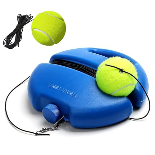 Q&F Tech Tennis Trainer Rebound Ball Set, Solo Practice Reaction Kit/Ball, Portable Self Training Tool/Device, for Beginners/Adults - 1base+2balls