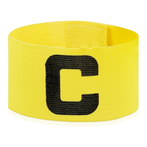 Soccer Captain Armband - Adjustable Captain Bands for Youth, Kids & Adult Players, Team Sports Arm Band for Football, Yellow