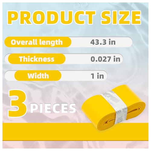 Tennis Racket Grip Tape 3 Pack, Racket Grips Soft Racquet Overgrips for Tennis, Pickleball and Badminton - Anti-Slip and Absorbent Tennis Grip Tape Set - color: Yellow
