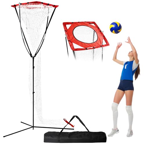 Sweetone Volleyball Setter Training Net, Volleyball Training Equipment Adjustable Angle Height 7.5-13 Ft Indoor and Outdoor Volleyball Training Network for Serving, Spiking and Setting
