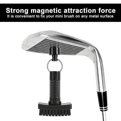 Penitue Mini Golf Club Brush, Portable Golf Brush Tool for Effective Cleaning with Retractable Quick-Release & Magnet Clip for Pants Bags Bristles Brushes and Groove Cleaner in One