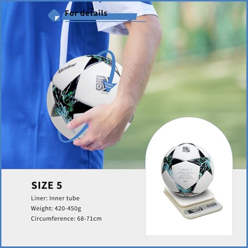 Professional Soccer Ball Size 5, Thermal Bonded Waterproof PU Match-Quality Training Ball with Pump - color: black and whtie, size: size 5