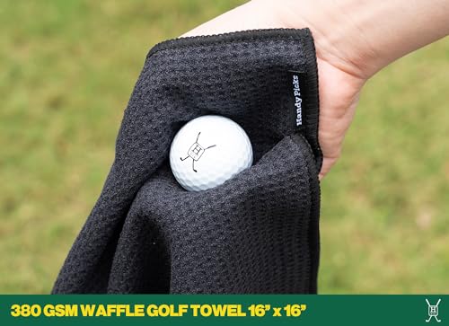 Handy Picks Golf Club Cleaner with Water Bottle Holds 5.5 OZ, Heavy Duty Metal Retractable Magnetic Clip, Waffle Microfiber Golf Towel, Ideal Water Brush Combo - color: Black