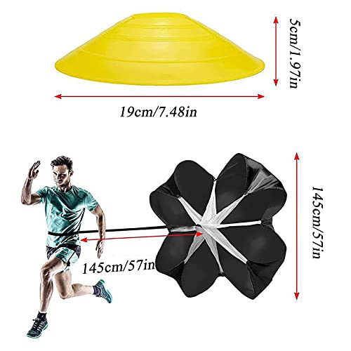Resistance Parachute Football Training Agility Ladder Set, with 1Resistance Parachute/4hooks/6 Cones, for Kids Teenager Adult Sprint/Football Training