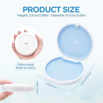 2 Pack Retainer Case Ultra-slim Aligner Case with Vent Holes Removable Inner Tray Silicone for Easy Cleaning(2Pack White Blue) - color: 2Pack White Blue