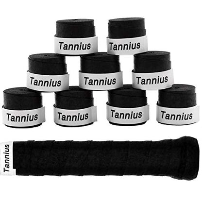 Tennis Racket Grip Tape, (6 or 9 Pack) Dry Feel Tennis Grips, Absorbent and Enhanced Tennis Racquet Overgrip - color: 9-Pack Black