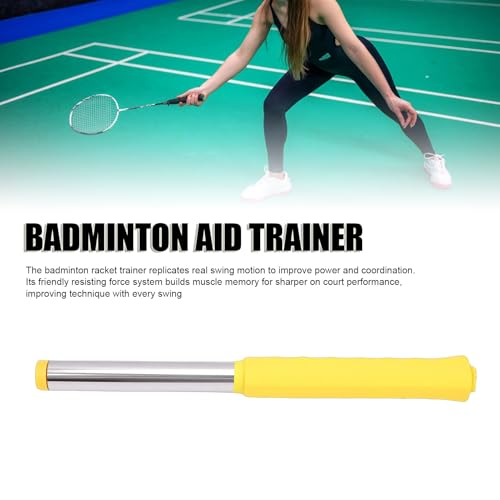 Badminton Power Racket Trainer, Adjustable Training Levels Badminton Power Trainer with Sound Feedback Swing Practice Aid for Indoor Training