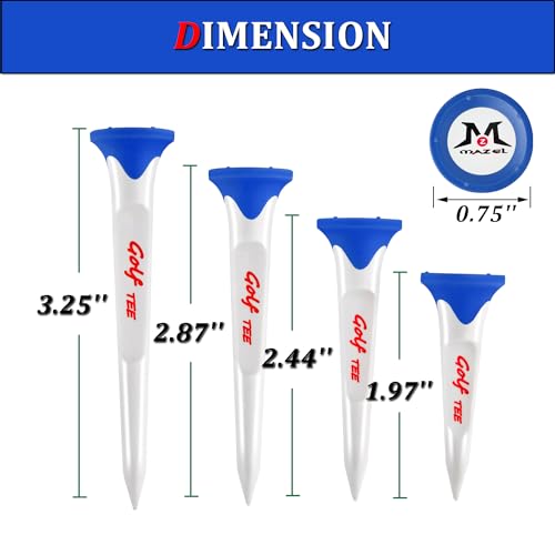 MAZEL Plastic Golf Tees 8 Pack｜Excellent Durability and Stability Plastic Tees with 5 Prongs,Reduces Friction & Side Spin - color: Dark Blue
