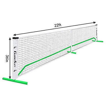 Complete Pickleball net Set for Outdoor, Indoor, Backyard use, Includes Metal Frame, 22 Feet PE net, Paddles, Balls,Carry Bag - color: Green