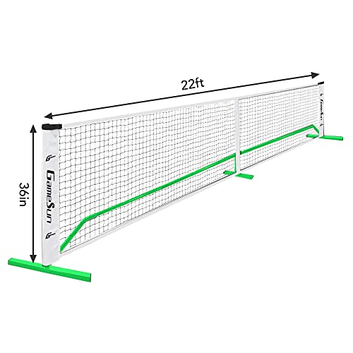 Complete Pickleball net Set for Outdoor, Indoor, Backyard use, Includes Metal Frame, 22 Feet PE net, Paddles, Balls,Carry Bag - color: Green