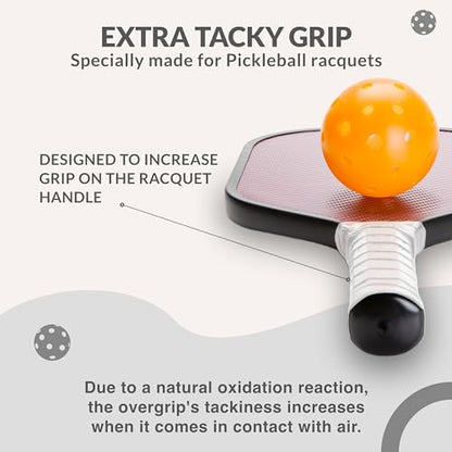 Pickleball OverGrip Tape - Pack of 3/6/12/22/60 - Extra Tacky White Pickleball Grip Tape - High Sweat Absorption & Non-Slip Soft Touch. Accessories Designed to Enhance Your Pickleball Paddle Grip Tape - style: 12-Pack White
