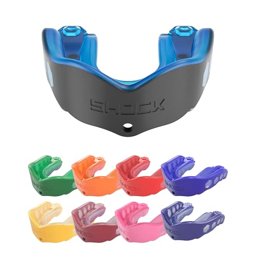Shock Doctor Adult & Youth Gel Max Mouth Guard for Contact Sports - color: Blue/Black, size: Adult, style: Non-flavored