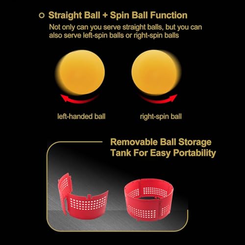 Table Tennis Trainer Machine, Automatic Ping Pong Ball Launcher with Remote - 5 Speed/Spin Adjustable, 90-Ball Capacity, for Indoor/Outdoor Practice, Coaching & Family Fun BallMachinewith100Ball - size: BallMachinewith100Ball