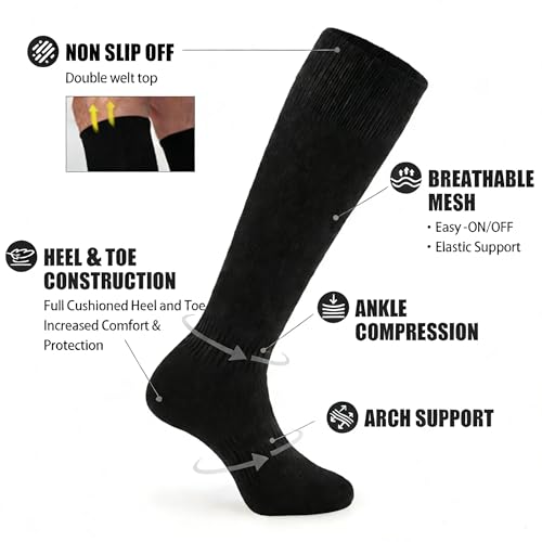 GRAPMKTG 3 Pack Softball Soccer Socks Baseball Football Socks for Youth Men and Women - color: Black, size: Large