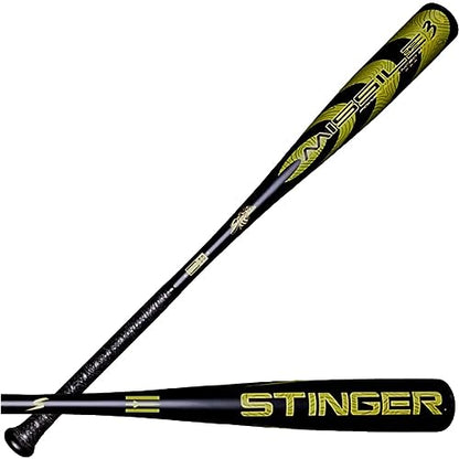 Stinger Missile 3 BBCOR Baseball Bat - 3 Drop - 2 5/8" Barrel - Drop 3 Baseball Bat for Middle School, High School, College - size: 33” 30oz