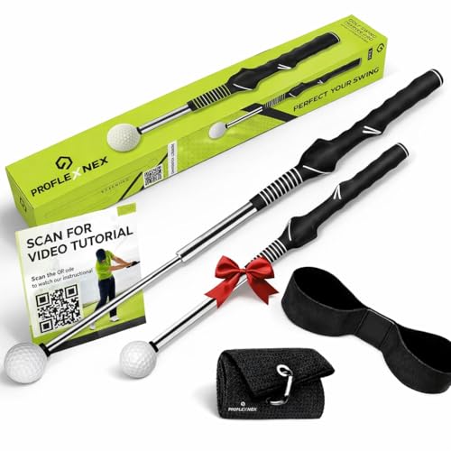 Retractable Golf Swing Training Aid Upgraded 3-in-1 Golf Training Aid - Fix Your Golf Swing Fast Grip Trainer with Audible Click Feedback, Portable Indoor/Outdoor Practice Aid