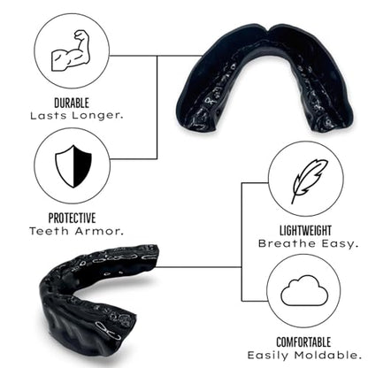 Zero-G Sports Mouthguard Black 1-Pack - Adult Size - Boil & Bite - Basketball, Football, Soccer, Baseball, Hockey, Lacrosse - color: Black
