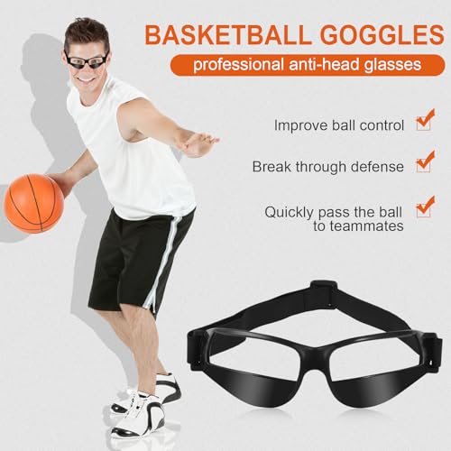 Improving Basketball Skills, Say Goodbye to Bowing - Professional Dribbling Goggles Basketball Sports Training Glasses, BLACK