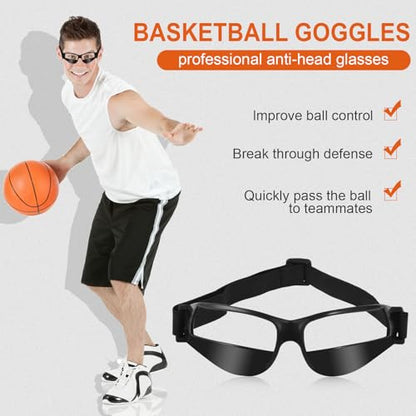 Improving Basketball Skills, Say Goodbye to Bowing - Professional Dribbling Goggles Basketball Sports Training Glasses, BLACK
