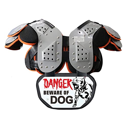 Runxrocy Football Back Plate Rear Back Protector Football Low Back Pad for Adult & Youth Players - size: Adult (Age Above 12), style: Beware of Dog