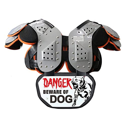 Runxrocy Football Back Plate Rear Back Protector Football Low Back Pad for Adult & Youth Players - size: Adult (Age Above 12), style: Beware of Dog