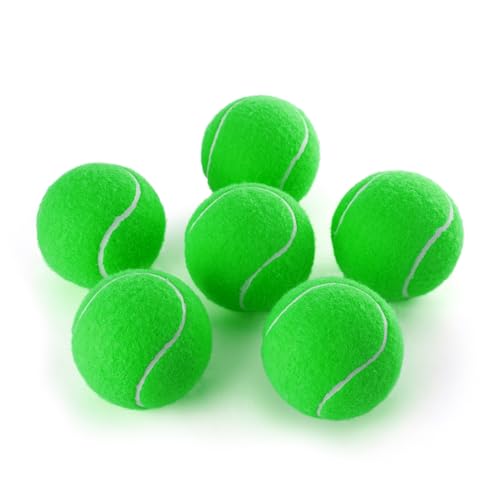 PHOEPET 6-Pack Tennis Balls for Beginner Training Practice- Bulk Dog Balls for Fetch Chew Toys(Green) - color: Green-6 Pack, size: Medium 2.5"- 6 Pack