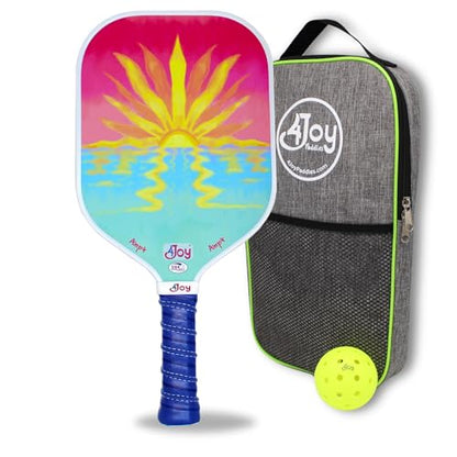 4Joy AMP4 Pickleball Paddle – T700 Carbon Fiber, Lightweight 7.5 oz, Wide Face for Control, 14mm Core, Beginner to Low-Intermediate - USAP Approved - style: Sunset