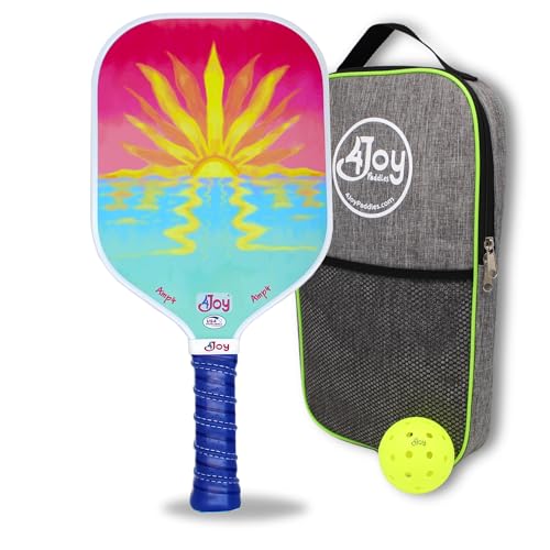 4Joy AMP4 Pickleball Paddle – T700 Carbon Fiber, Lightweight 7.5 oz, Wide Face for Control, 14mm Core, Beginner to Low-Intermediate - USAP Approved - style: Sunset