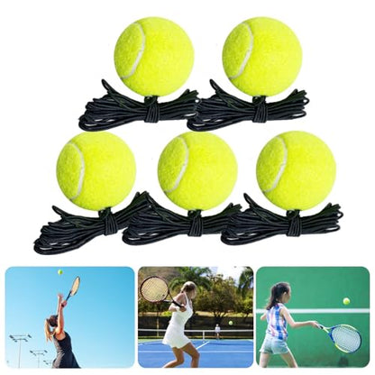 5Pcs Tennis Balls Beginner Training with Elastic String Rebounds Practice Tool Easy to Use and Tennis Trainer Replacement Tool