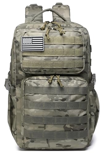 Wotony Military Tactical Backpack for Men Waterproof Daypack 3 Day Assault Pack Molle Bag with Water Bottle Holder - color: Cp, size: 25L