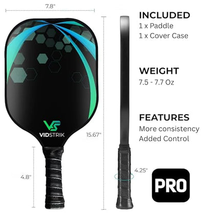 T700 Raw Carbon Fiber Pickleball Paddle - USAPA Standard 16mm Polypropylene Honeycomb Core - Elongated Handle Lightweight Pickle Ball Racket for Spin, Control & Power - Men & Women