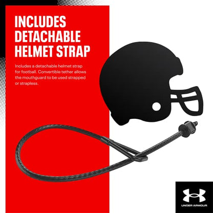 Under Armour Sports Mouth Guard, Custom Fit, Includes Detachable Helmet Strap - color: Black, size: Adult