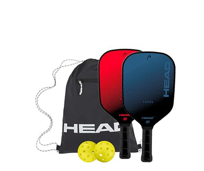 HEAD Pickleball Spark Starter Pack – 2 Spin+ Paddles, 2 Championship 40 Outdoor Balls & Premium Gym Sack – Lightweight Fiberglass Beginner Pickleball Set