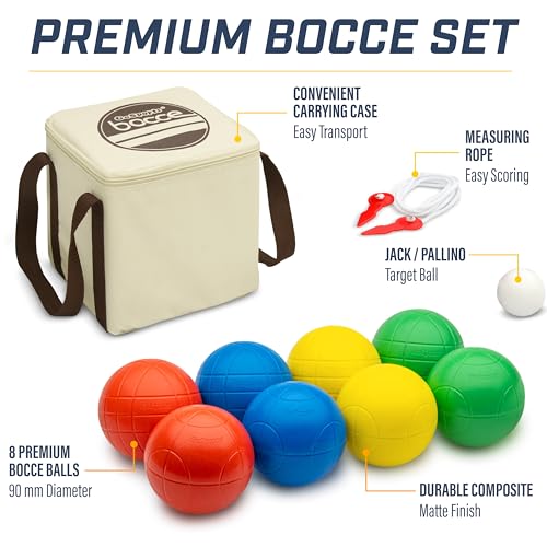 GoSports 90 mm Bocce Ball Sets - Outdoor Lawn Game - Composite or Resin - color: Composite