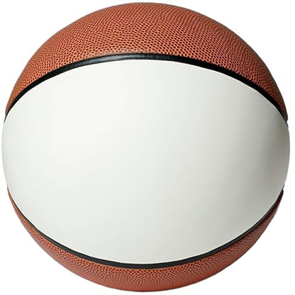 Autograph Blank Basketball - Official Sizes - One Large White and 6 Brown Panels Signable Basketball Trophy - Autograph Basketball Gift - style: Mini Size Without Base