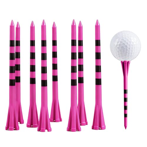FINGER TEN Extra Long Golf Tees Plastic 4 Inch or 5 Inch Value 50 Pack, Unbreakable & Consistent Height Tees with Reduce Friction, Driving Range Tee Easy to Find in White Pink Green - color: Pink, size: 4 Inch