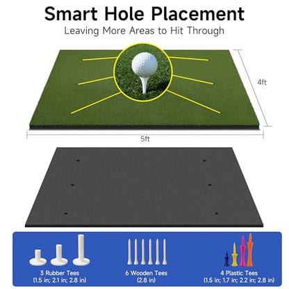 Pro Golf Hitting Mat 4'X5' | 2" Thick Heavy Duty Nylon & Premium NBR Foam | Durable & Withstand 500,000 Shots | Accept Real Tee | Superb Cushioning | No Residual | Indoor/Outdoor/Simulater
