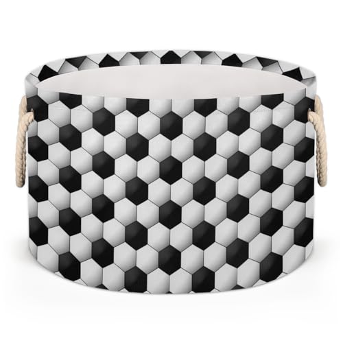 Pardick Large Round Storage Basket Sport Football Collapsible Circle Storage Bin Basket Laundry Hamper With Handle for Kids Boy Girls Toy Bedroom Living Room Nursery Room Decor Storage Organizer - color: A07:sport theme 7