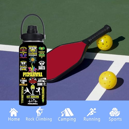 Pickleball Water Bottle 32oz Stainless Steel Insulated Vaccum with Lid, Pickleball Gifts for Pickleball Players, Pickleball Lovers, Women Girls Ladies - color: Pickleball