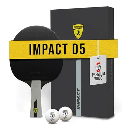 Killerspin Impact Series Table Tennis Paddles - Black/Black Ping Pong Racket, Table Tennis Equipment for Beginners/Intermediates - Ensures Solid Control and Spin - style: Impact D5